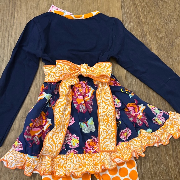 ADORABLE NWT! Ann Loren Navy and Orange girls Set size 2/3T - Picture 2 of 5